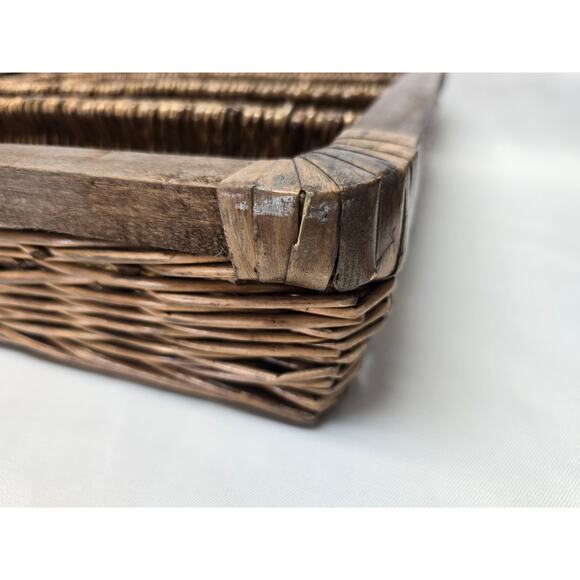 Rectangle Wicker Silverware Tray Organizer 5 Compartments Utensil Holder Spoon - Picture 4 of 8